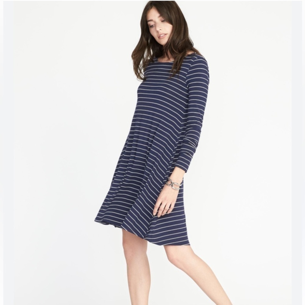 Old Navy Navy - Blue Striped Swing Dress - Size Large